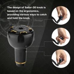 Gomexus Handle Knob Aluminium For Spinning Reel -Fladen Verkäufe AS30BKGDr 2