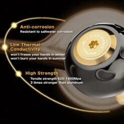 Gomexus 90mm Aluminium Power Handle With 45mm Titanium Knob - Black & Gold -Fladen Verkäufe LYS90TB45BKGD 5